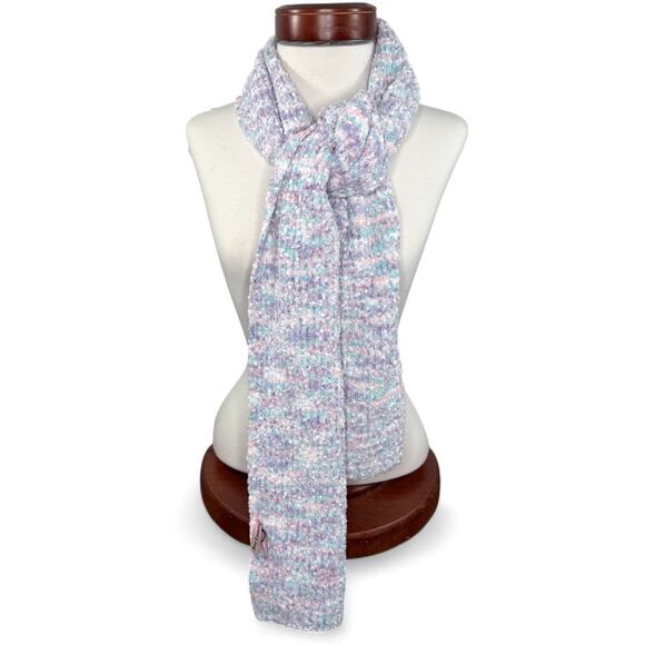 Juicy Couture Pastel Knit Scarf Lilac Pink Blue One Size‎ Y2K Coquette Soft Girl - Picture 2 of 8